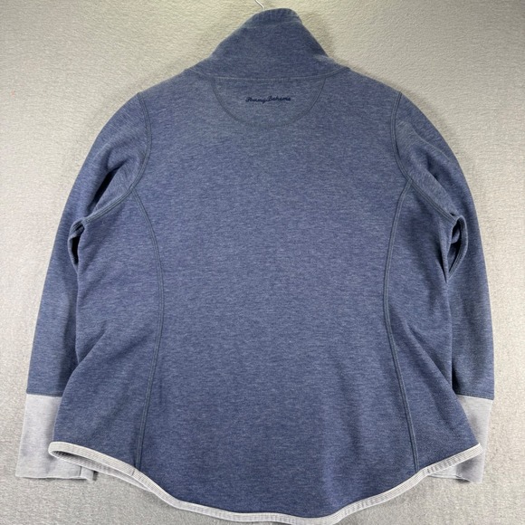 Tommy Bahama Full Zip Mock Neck Jacket Blue Striped Cuff Women Reversible - Picture 2 of 12